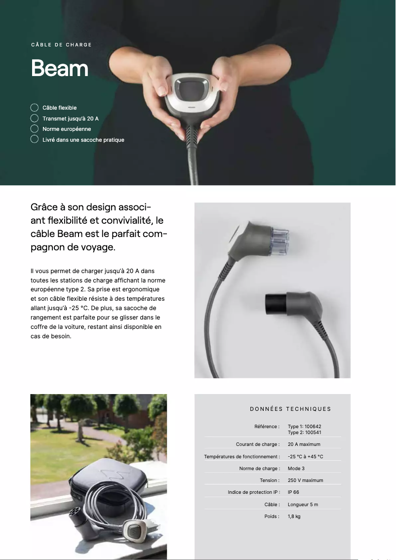 Page 1 de la notice Fiche technique Charge Amps Beam