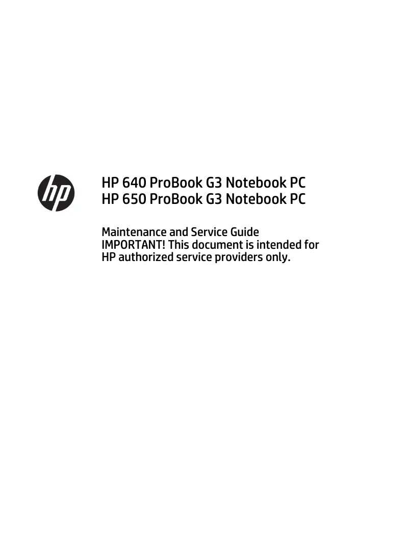 Page 1 de la notice Manuel utilisateur HP ProBook 650 G3 i5