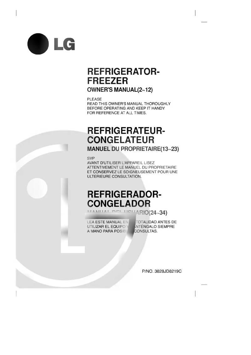 Page 1 de la notice Manuel utilisateur LG GR-T382S