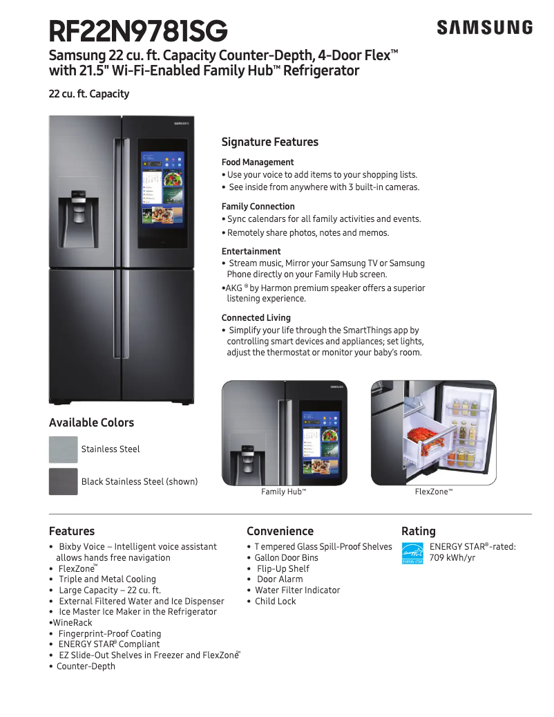 Page 1 de la notice Manuel utilisateur Samsung RF22N9781SR