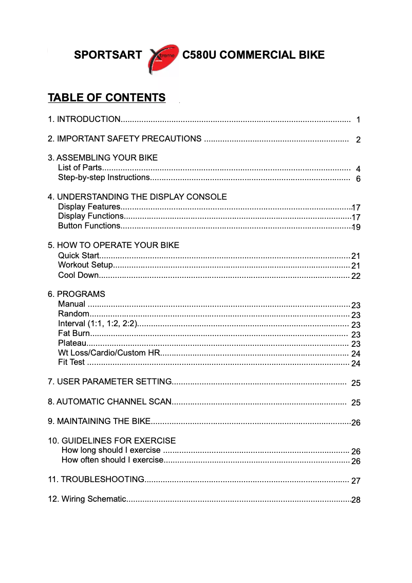 Page 1 de la notice Manuel utilisateur SportsArt C580U