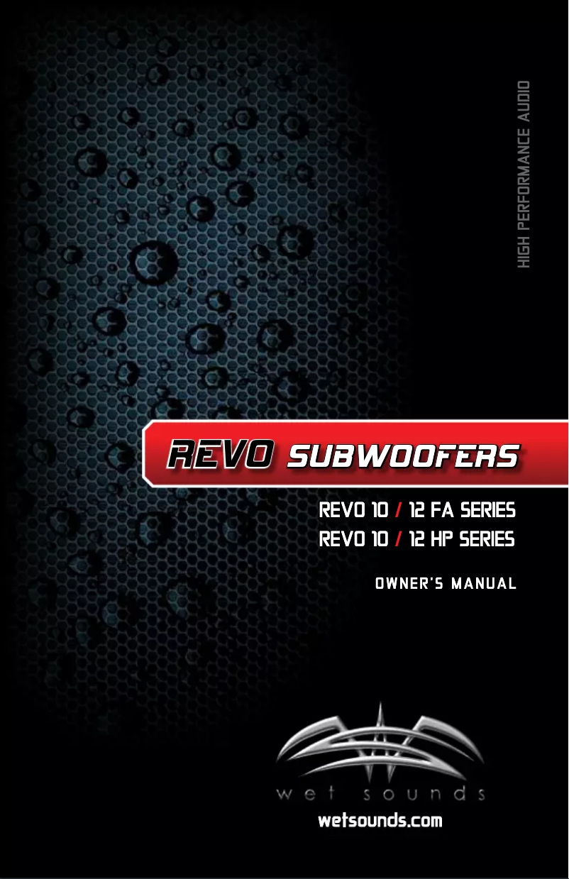 Page 1 de la notice Manuel utilisateur Wet Sounds REVO 12 FA S4-W