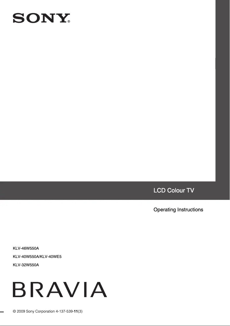 Page n°1 - Manuel utilisateur Sony Bravia KLV-40WE5