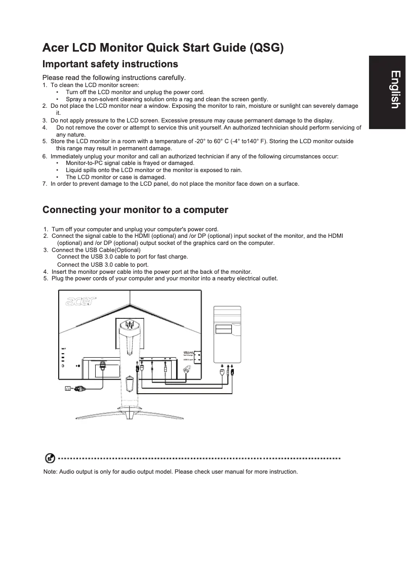 Page n°1 - Guide de démarrage rapide Acer Predator XB273