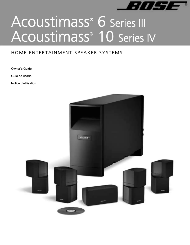 Page 1 of the manual User Manual Bose 6 Acoustimass Speaker System