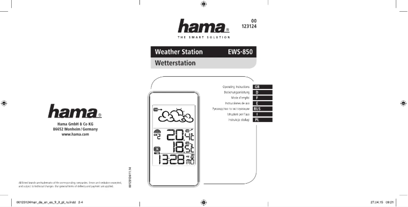 Page n°1 - Manuel utilisateur Hama EWS-850
