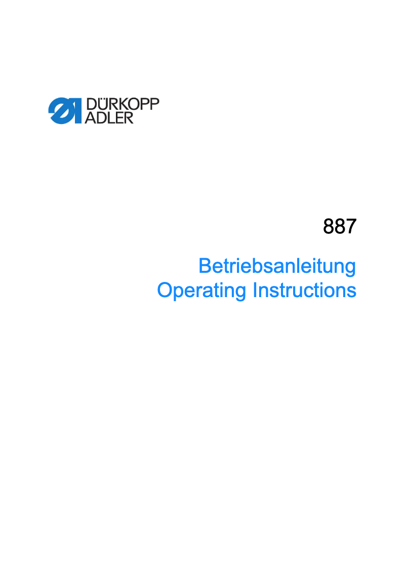 Page 1 de la notice Manuel utilisateur Dürkopp Adler 887