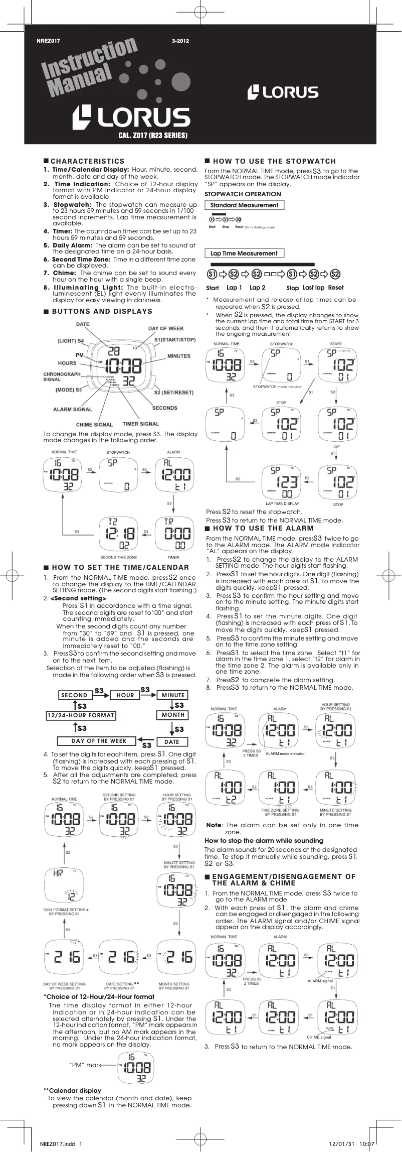 Página 1 del manual Manual de usuario Lorus R2359KX9