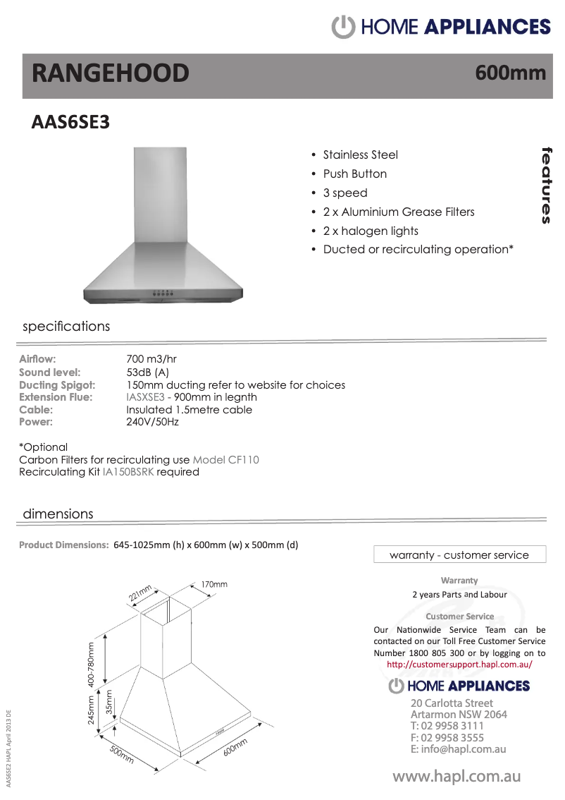 Page 1 de la notice Manuel utilisateur ARC AAS6SE3
