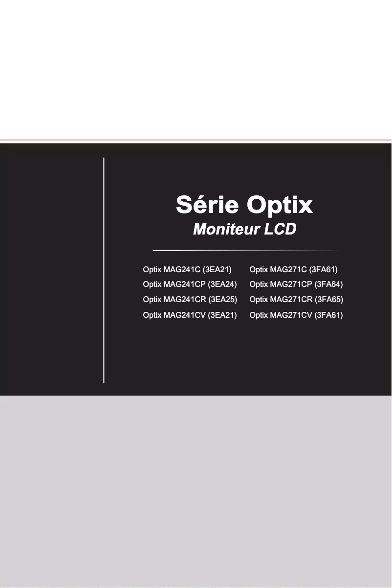 Image de la première page du manuel de l'appareil Optix MAG271C