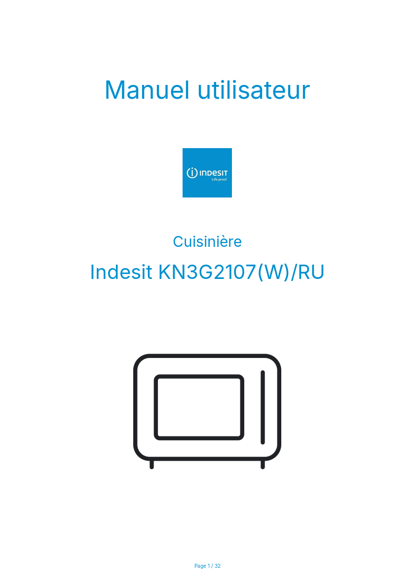 Image de la première page du manuel de l'appareil KN3G2107(W)/RU