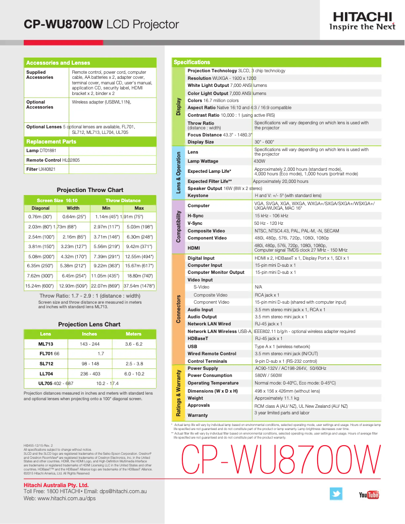Image de la première page du manuel de l'appareil CP-WU8700W