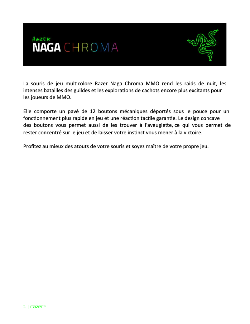Page 1 de la notice Manuel utilisateur Razer Naga Chroma