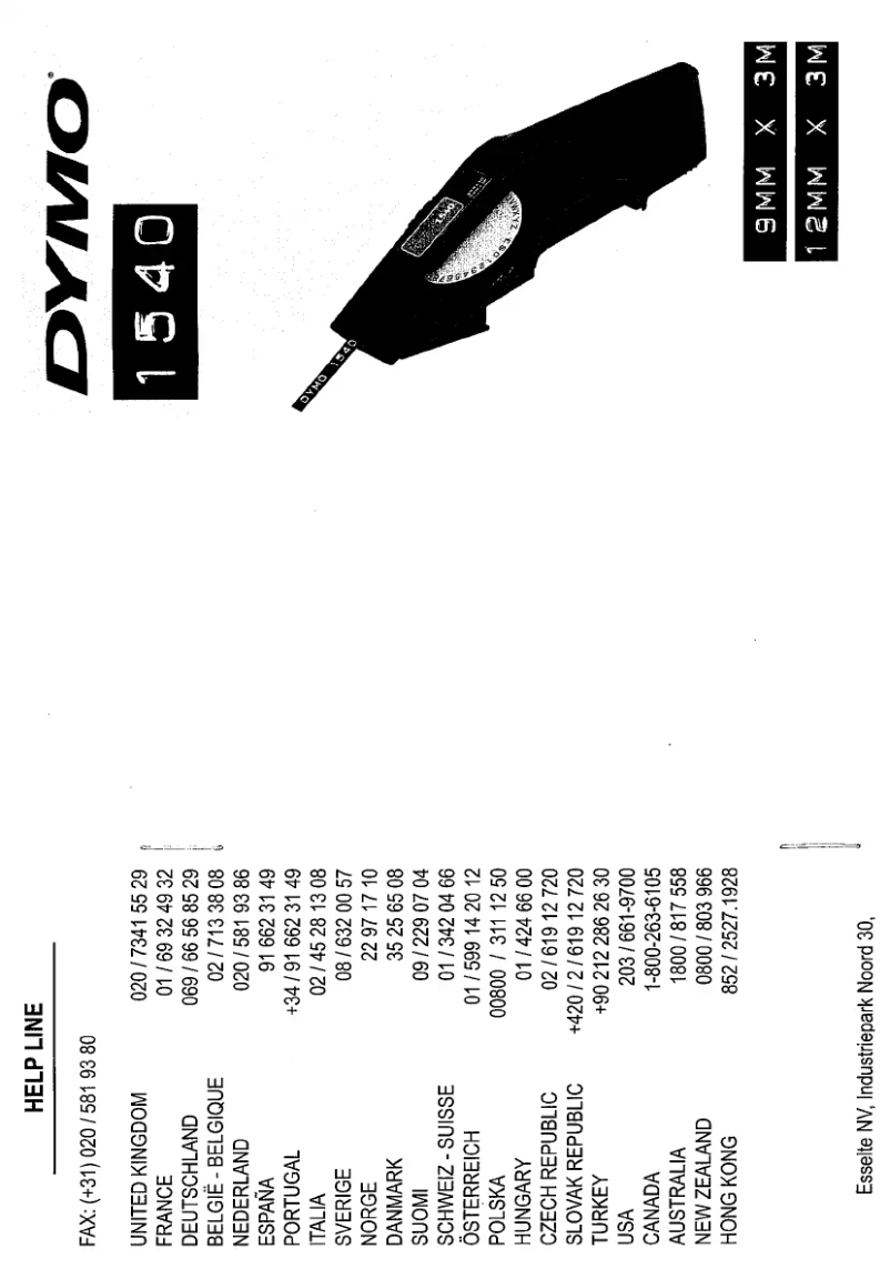 Page n°1 - Manuel utilisateur Dymo 1540