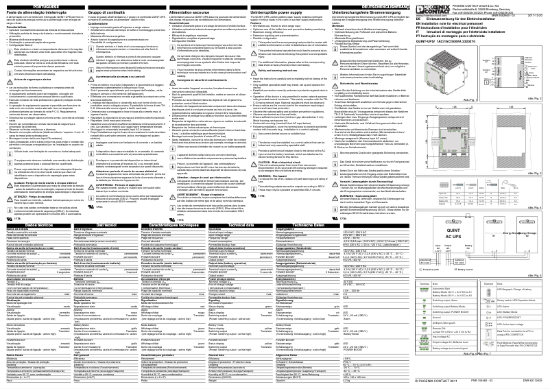 Page 1 de la notice Manuel utilisateur Phoenix Contact QUINT-UPS/ 1AC/1AC/500VA