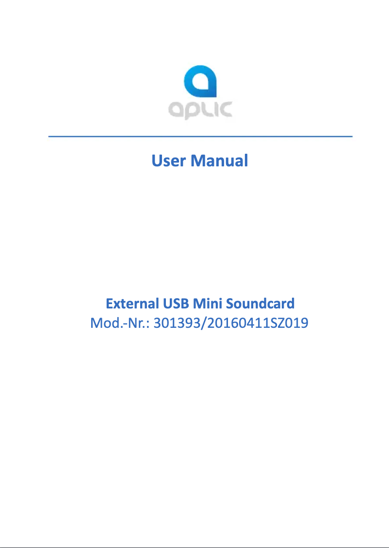 Page n°1 - Manuel utilisateur Aplic 301393