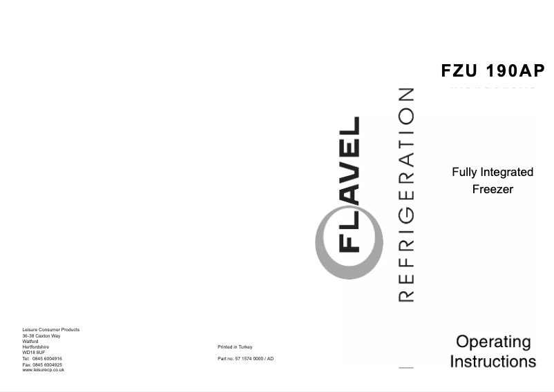 Page n°1 - Manuel utilisateur Flavel FZU190