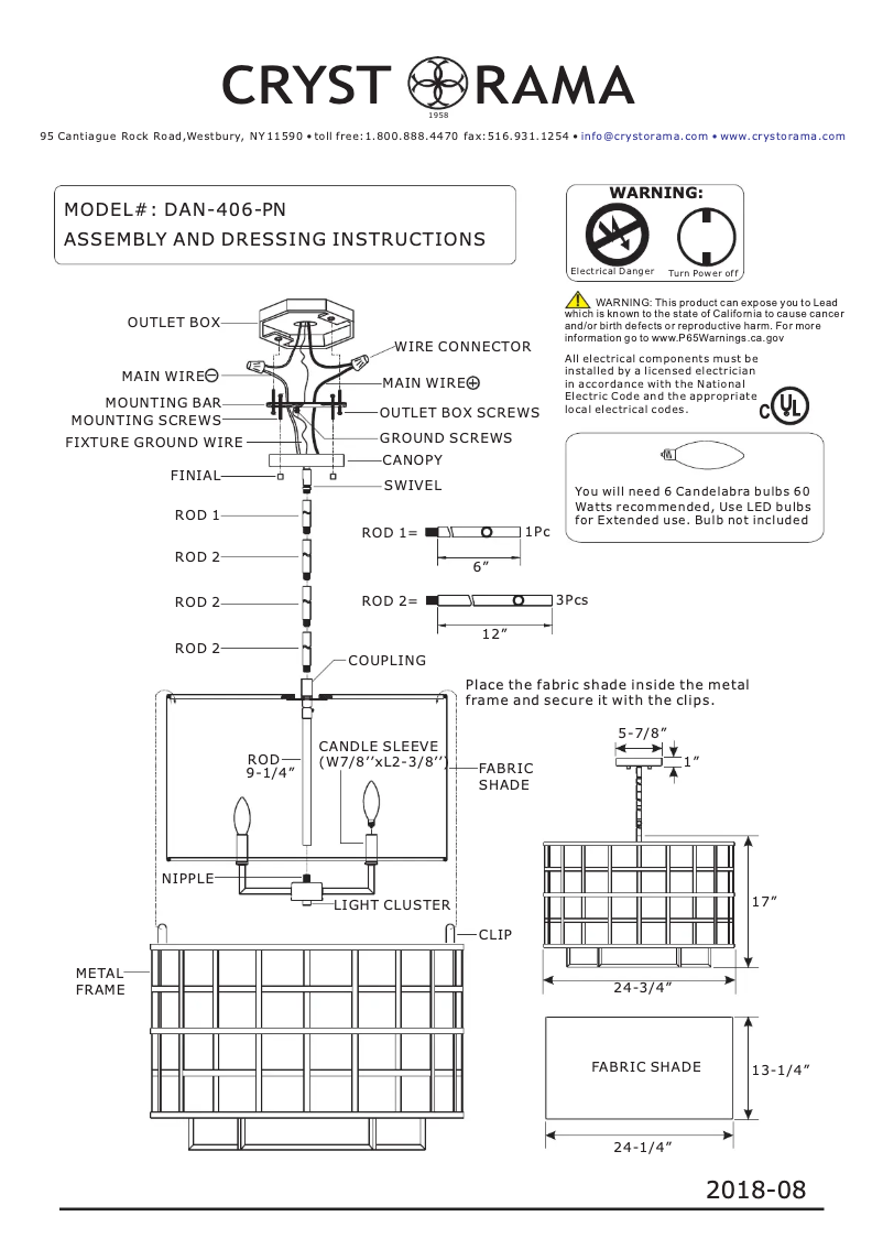 Page n°1 - Manuel utilisateur Crystorama Danielson DAN-406-PN