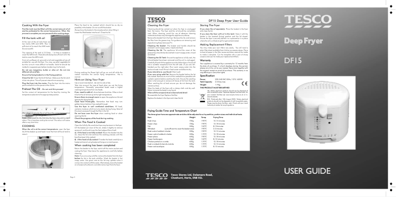 Page n°1 - Manuel utilisateur Tesco DF15