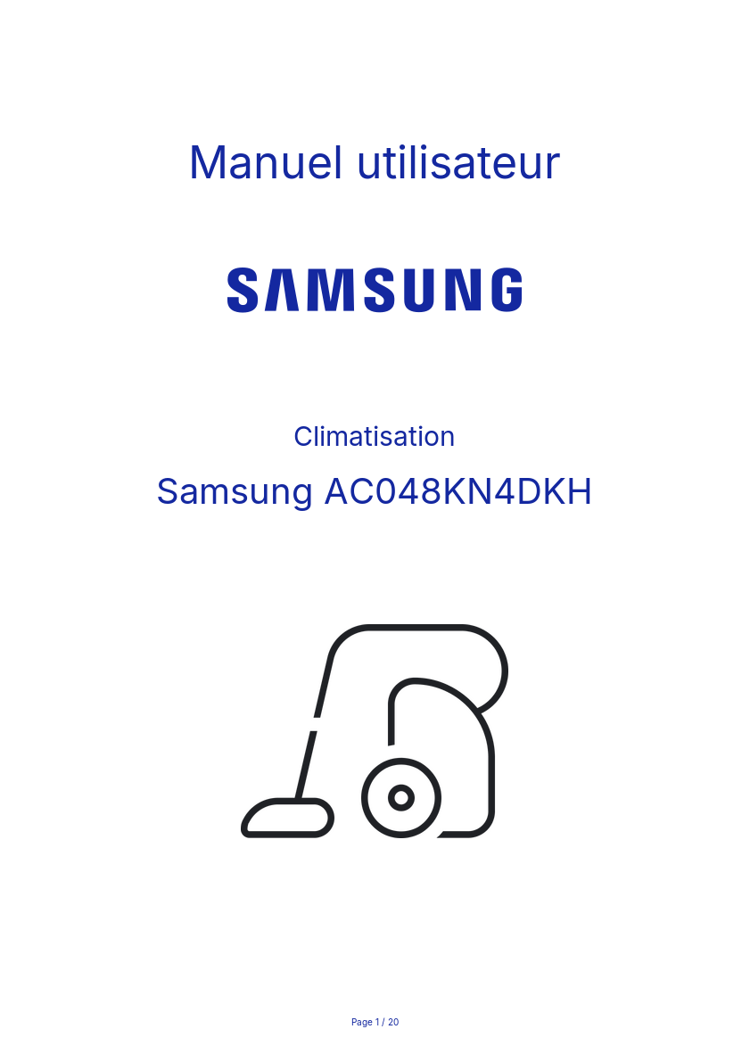 Page n°1 - Manuel utilisateur Samsung AC048KN4DKH