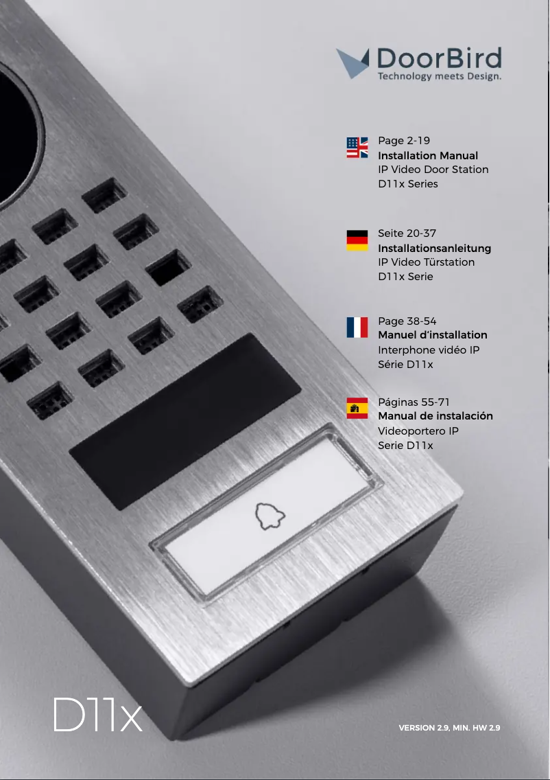 Page 1 de la notice Manuel utilisateur DoorBird D1100E