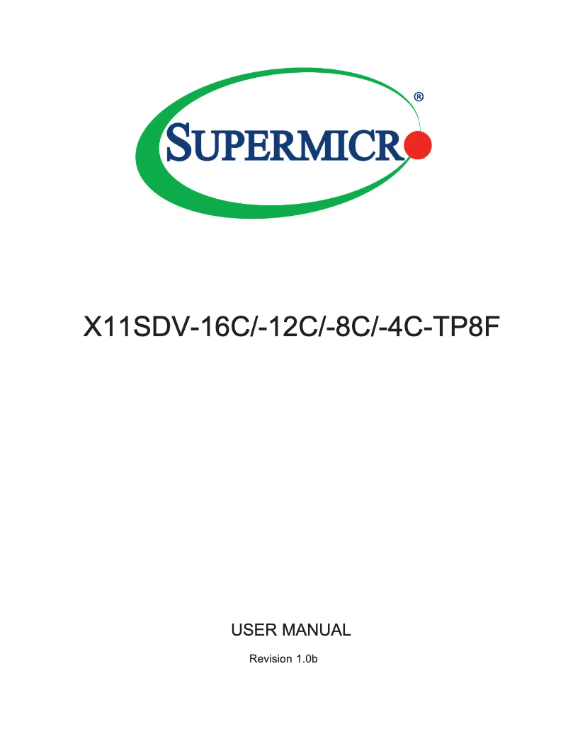 Page 1 de la notice Manuel utilisateur Supermicro X11SDV-16C-TP8F