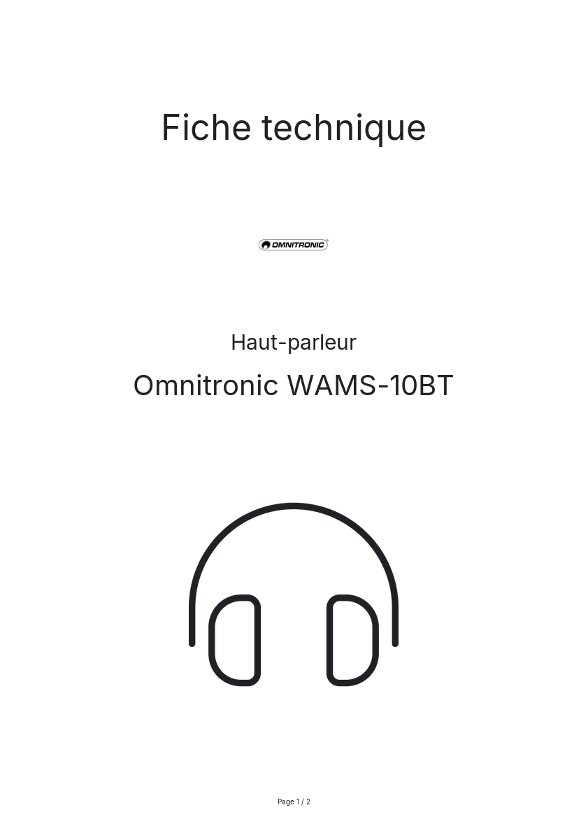 Page n°1 - Fiche technique Omnitronic WAMS-10BT