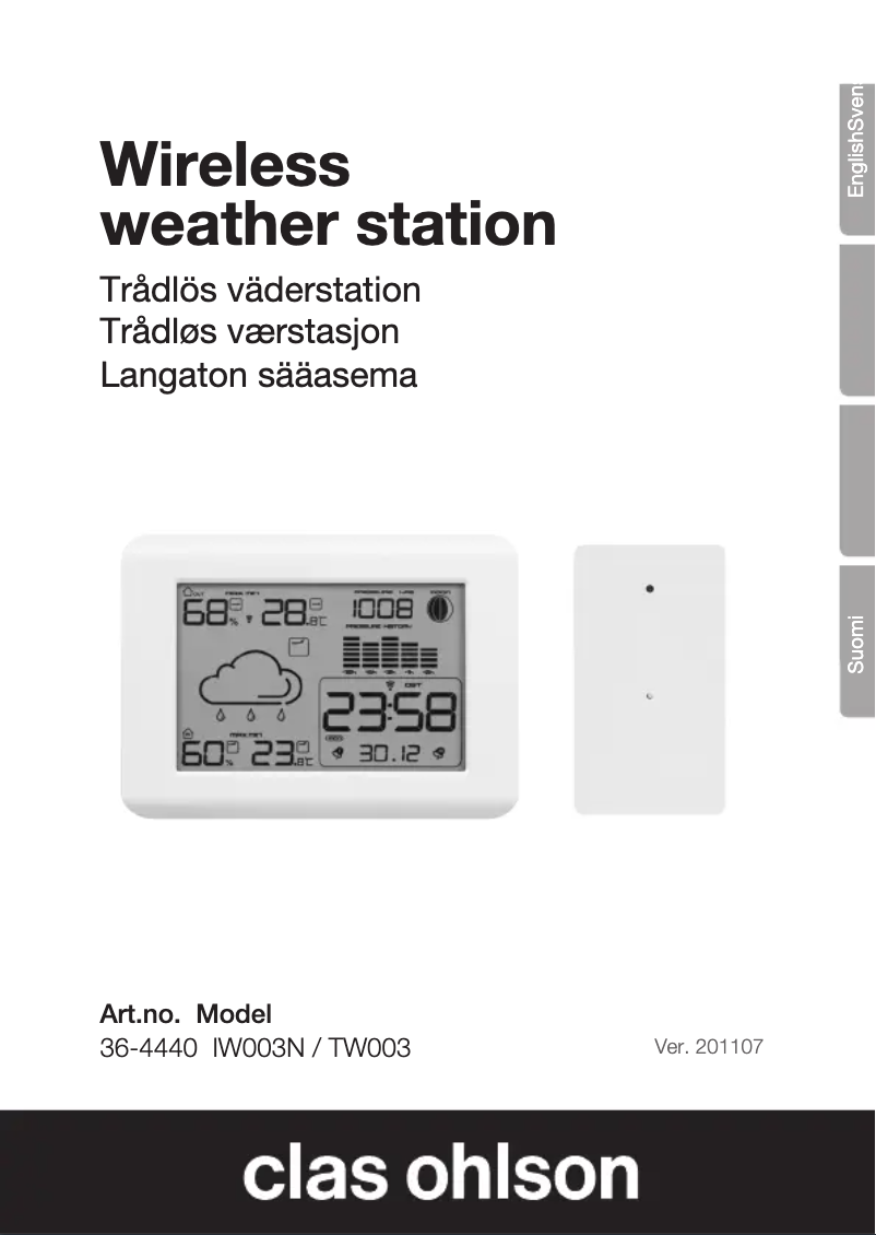 Page n°1 - Manuel utilisateur Clas Ohlson IW003