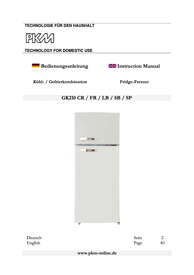 Image de la première page du manuel de l'appareil GK210 SB