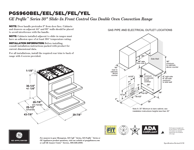 Página 1 del manual Ficha técnica GE PGS960SELSS