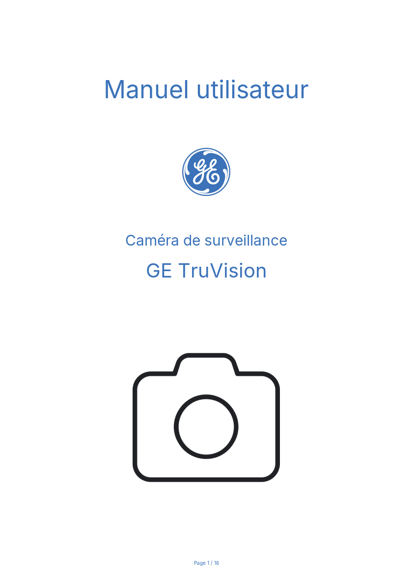 Page n°1 - Manuel utilisateur GE TruVision