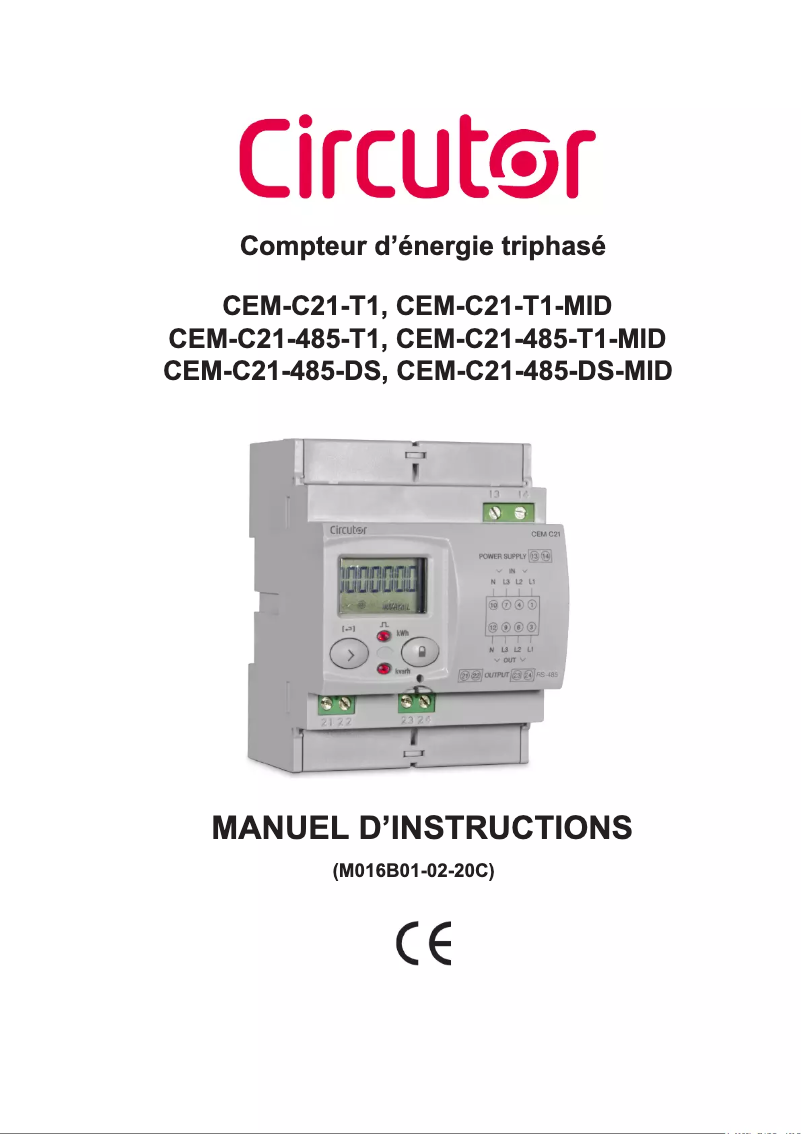 Page 1 de la notice Manuel utilisateur CIRCUTOR CEM-C21-T1-MID