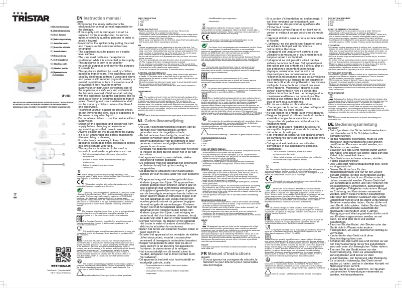 Page 1 de la notice Manuel utilisateur TriStar CP-3005