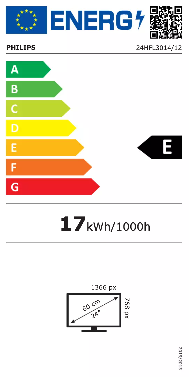 Page 1 de la notice Label énergétique Philips 24HFL3014