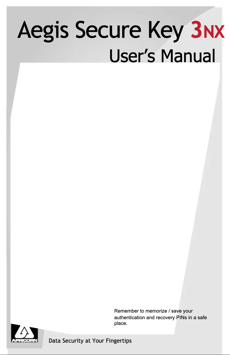 Página 1 del manual Manual de usuario Apricorn Aegis Secure Key 3NX
