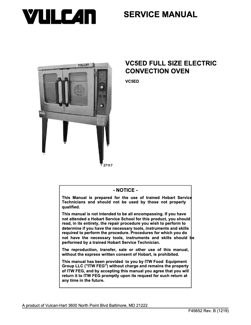 Page 1 de la notice Manuel utilisateur Vulcan VC5ED-13D1 480/1