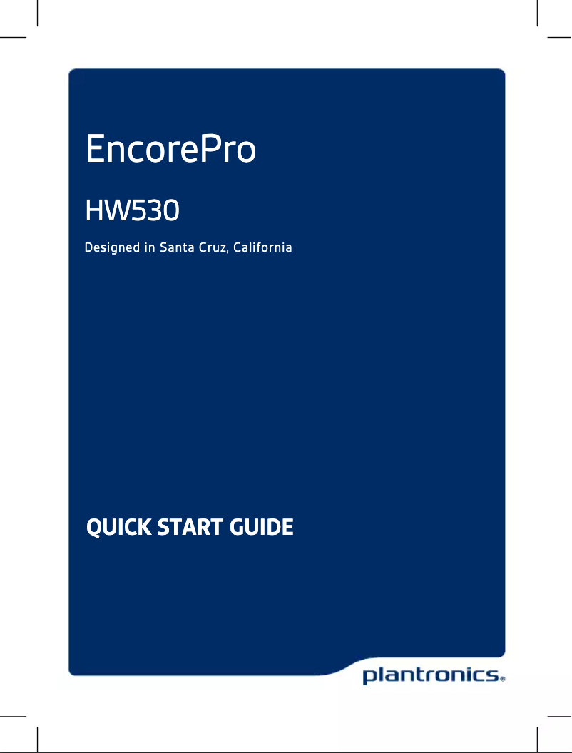 Page 1 de la notice Manuel utilisateur Plantronics EncorePro HW530
