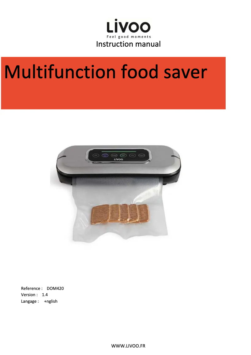 Page 1 de la notice Manuel utilisateur Livoo DOM420