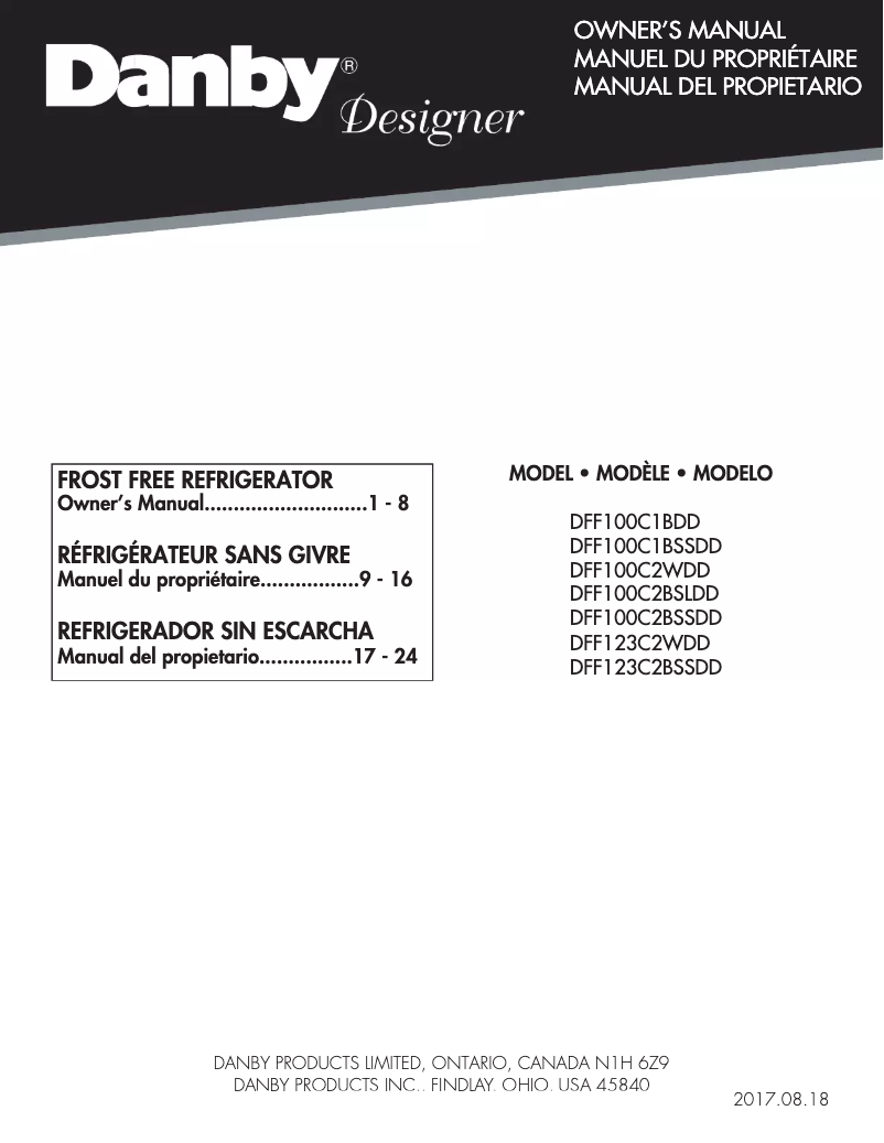 Página 1 del manual Manual de usuario Danby DFF100C2