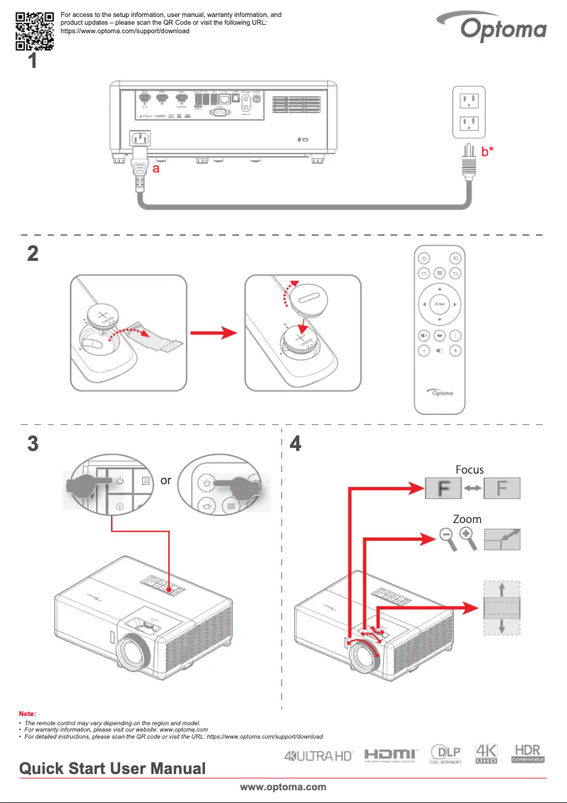 Page 1 de la notice Guide de démarrage rapide Optoma UHZ50