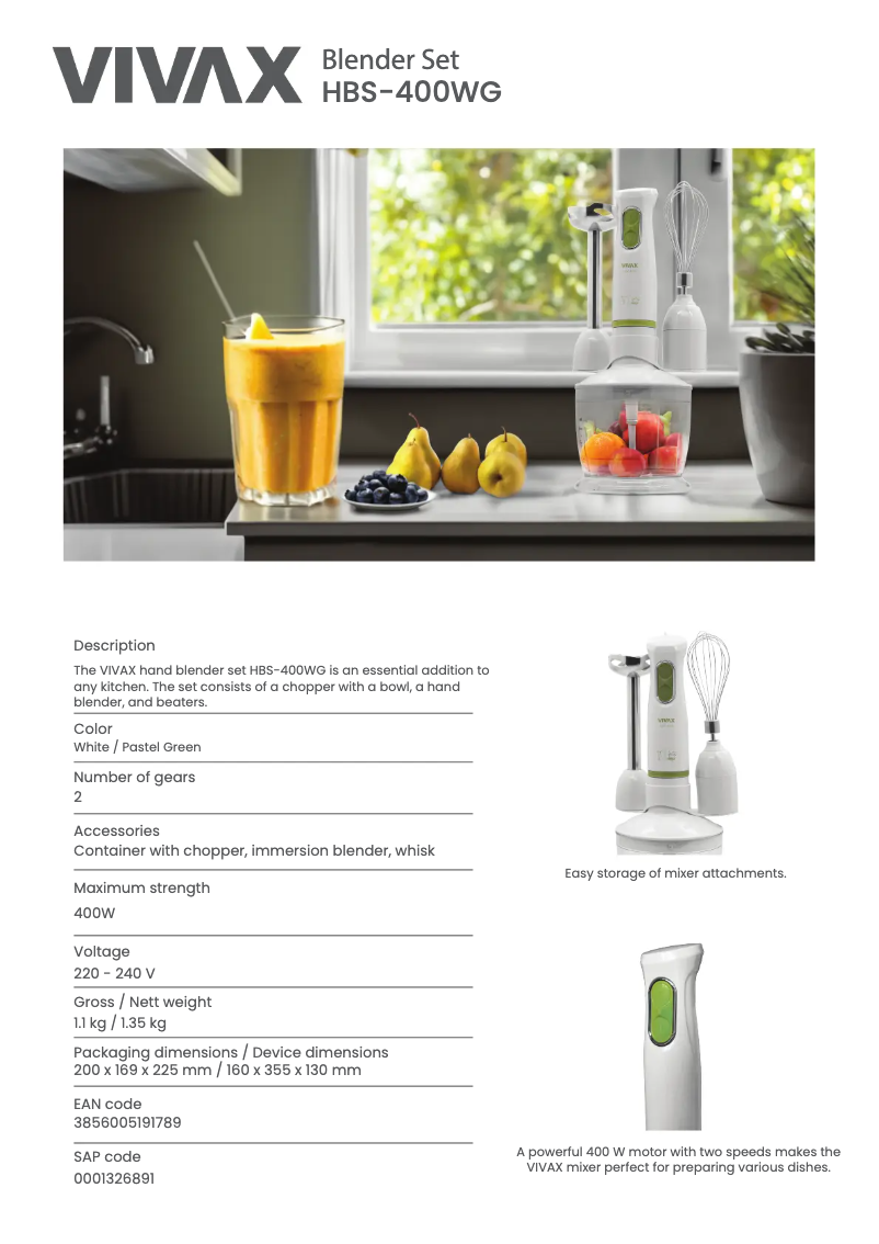 Page 1 de la notice Manuel utilisateur Vivax HBS-400WG