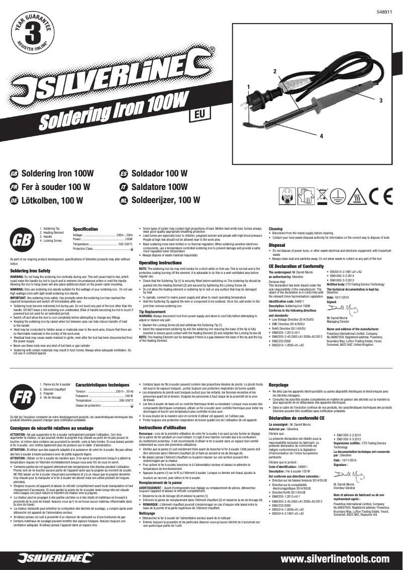 Page n°1 - Manuel utilisateur Silverline 548911