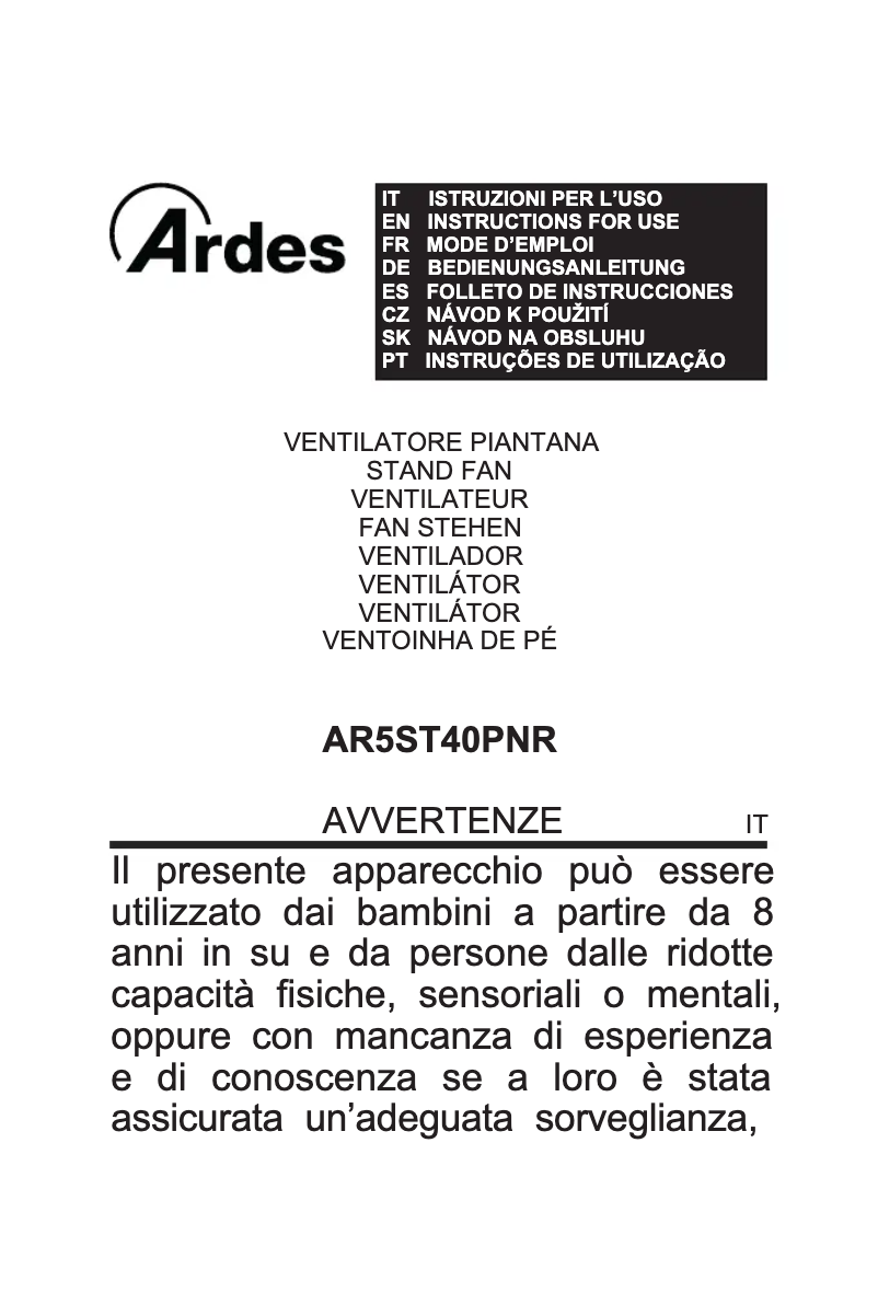 Page 1 de la notice Manuel utilisateur Ardes AR5ST40PNR