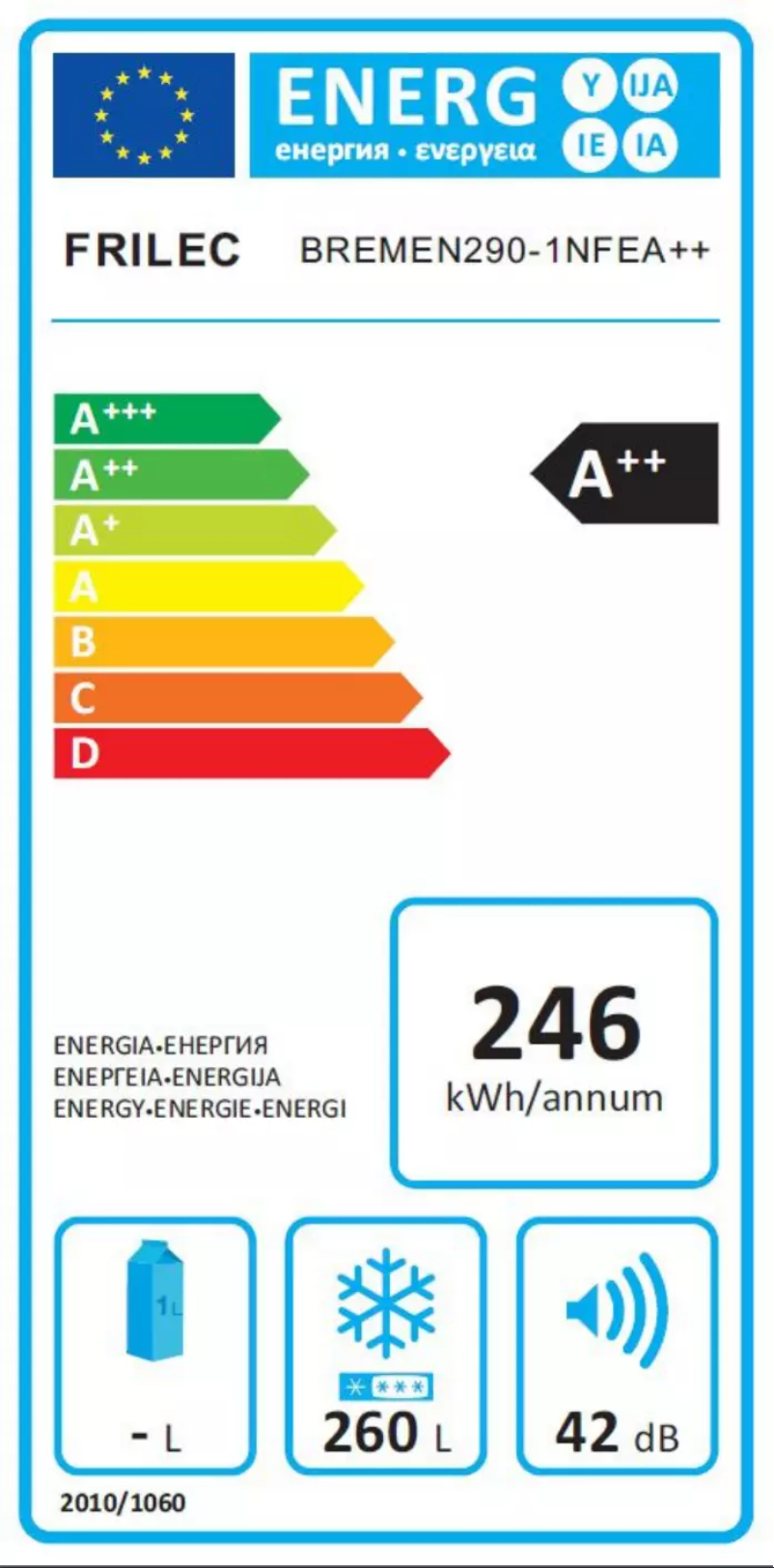 Page 1 de la notice Manuel utilisateur Frilec Bremen 290-1NFEA++ INOX