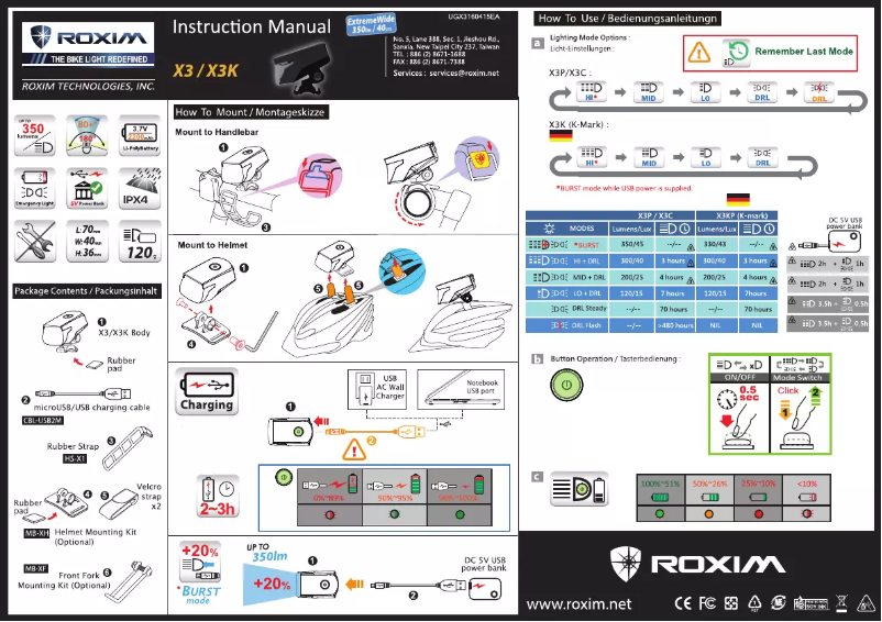 Page 1 de la notice Manuel utilisateur Roxim X3
