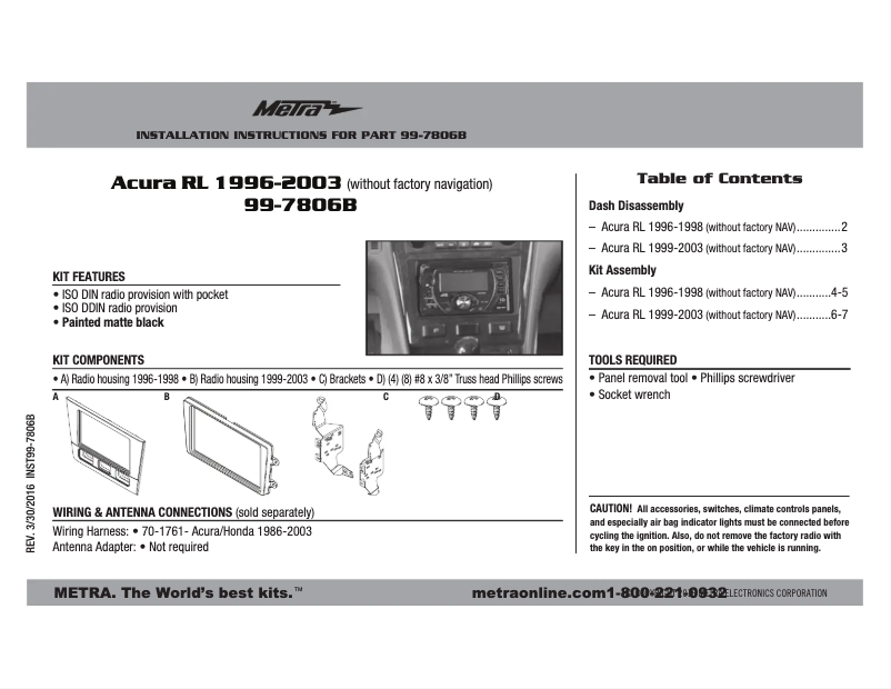 Image de la première page du manuel de l'appareil 99-7806B