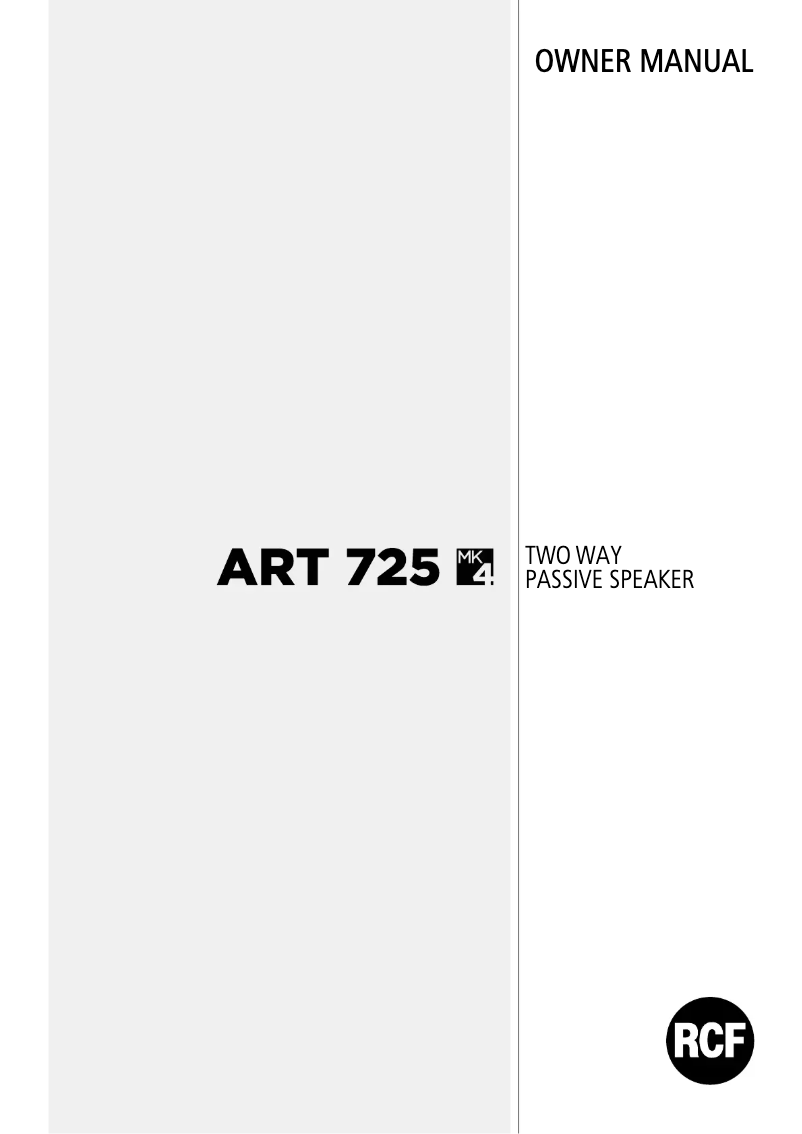 Page 1 de la notice Manuel utilisateur RCF ART 725 MK4
