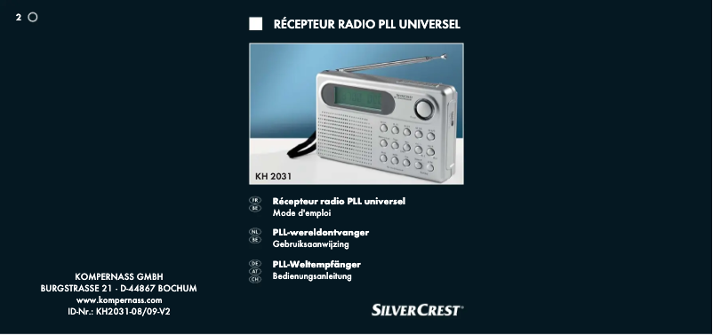 Page 1 de la notice Manuel utilisateur SilverCrest KH 2031