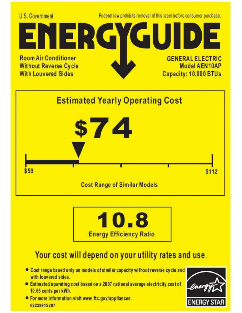 Page n°1 - Label énergétique GE AEN10AP