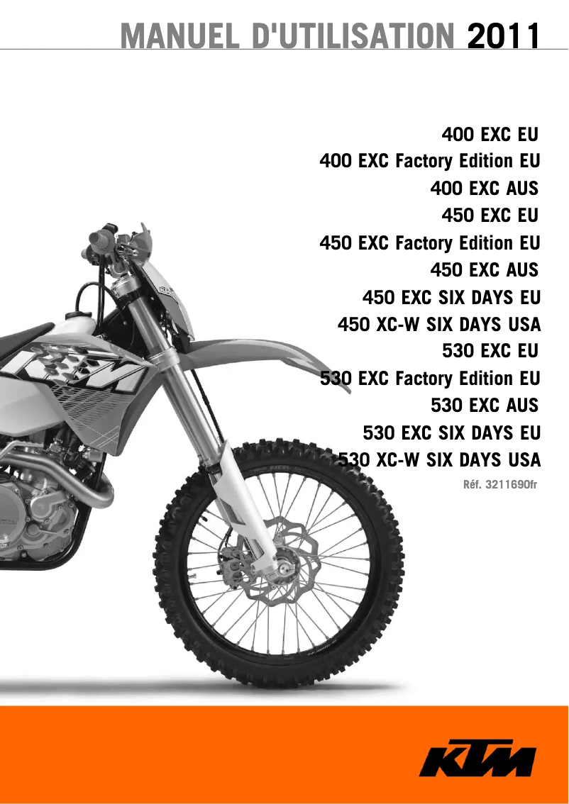 Image de la première page du manuel de l'appareil 450 EXC Six Days (2011)